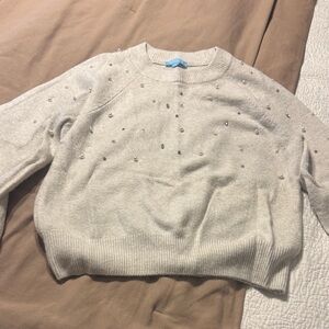 Draper James Beige Embellished Sweater